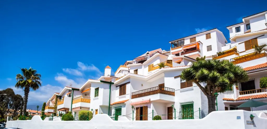 Beautiful view of the traditional architecture of los cristianos costa adeje and las americas tenerife canary islands spain stockpack adobe stock