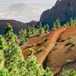 Extreme volcanic road on colorful slopes of Tenerife island