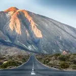 Lonely road to El Teide volcano